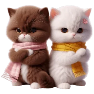 😤 gatos, gatinhos, fofo, cachecóis, gato marrom, gato branco, gatos de desenho animado telegram sticker