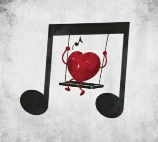 🎵 cœur, musique, note, swing, amour, dessin animé telegram sticker