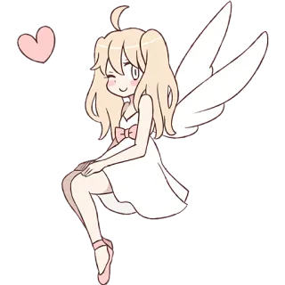 ❤️ ange, coeur, ailes, mignon, animé, dessin animé telegram sticker