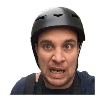 😚 casque, homme, choqué, effrayé, visage, portrait telegram sticker