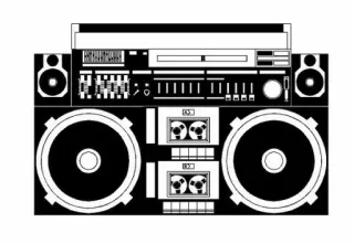 🎵 Ghetto-blaster, Stéréo, Musique, Années 80, Rétro, Lecteur cassette telegram sticker