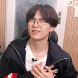 💘 SUGA person, man, glasses, asian, singer, kpop telegram sticker