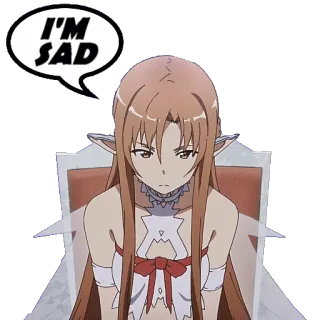 😥 Asuna Sword Art Online I'M SAD anime, sad, girl, cartoon, emotional, tears, melancholy, character telegram sticker