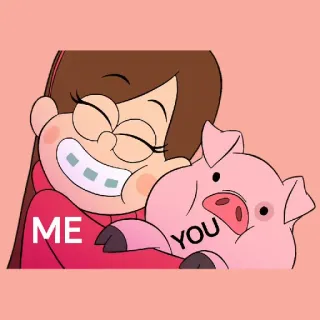 💖 Mabel Pines Gravity Falls ME YOU cartoon, cute, pig, friendship, animated, mabel pines, gravity falls telegram sticker