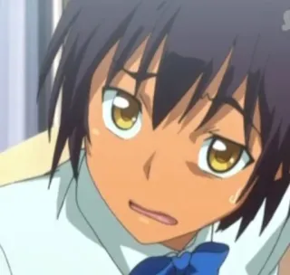😟 anime, ragazzo, divisa scolastica, preoccupato, sudato telegram sticker