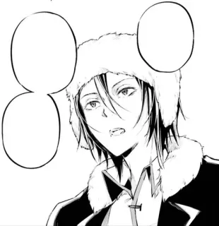 🌟 Fyodor Dostoevsky Bungou Stray Dogs アニメ, マンガ, ロシア, 冬, 帽子 telegram sticker