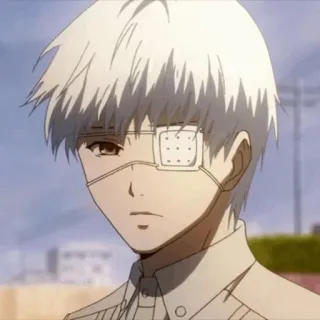 💉 Ken Kaneki Tokyo Ghoul 애니메이션, 만화, 카네키 켄, 도쿄 구울, 구울, 캐릭터, 흰 머리, 안대 telegram sticker
