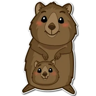 👩‍👦 quokka, animal, cute, marsupial, cartoon, sticker telegram sticker
