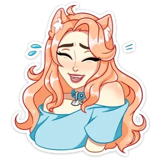 😂 catgirl, anime, cute, cartoon, ears, kawaii, smile whatsapp sticker