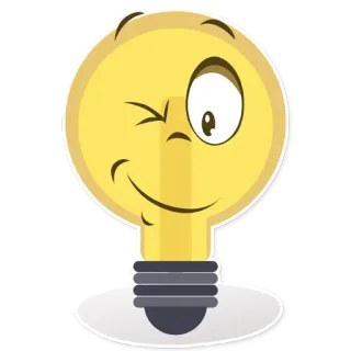 😉 ampoule, idée, dessin animé, clin d'oeil, emoji, illustration telegram sticker
