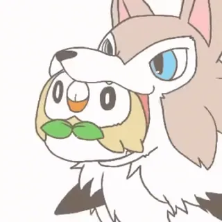 😋 Lycanroc and Rowlet Pokémon whatsapp sticker