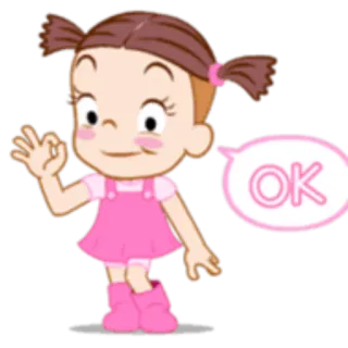 👍 OK chica, lindo, ok, dibujos animados, aprobación, positivo whatsapp sticker