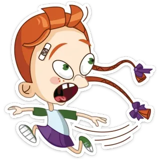 🏇 cartoon, girl, running, scared, injured telegram sticker