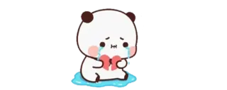 🔰 Traurigkeit, Weinen, gebrochenes Herz, Panda, süß, emotional, Cartoon whatsapp sticker