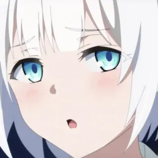 🍁 anime, garota, cabelo branco, olhos azuis, fofa telegram sticker