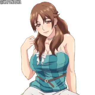 ☺️ anime, wanita, kartun, tersenyum, berambut cokelat telegram sticker
