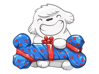🎁 hond, cadeau, schattig, hart, blauw, rood, verpakking telegram sticker