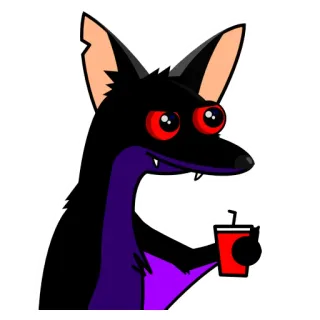 😏 лиса, напиток, мультфильм, животное, красные глаза whatsapp sticker