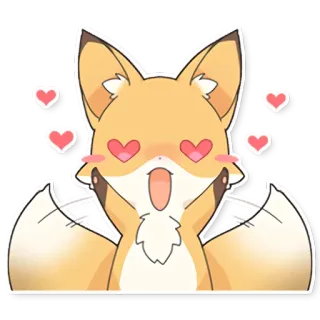 😍 fuchs, süß, tier, herzaugen, liebe, kawaii, chibi, aufkleber whatsapp sticker