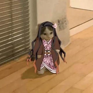 🐈 Nezuko Kamado Demon Slayer gato, anime, engraçado, neko, kawaii, Demon Slayer, Nezuko Kamado telegram sticker