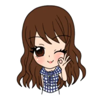 👌 Мультфильм, Девушка, Подмигивание, Окей, Милый, Чиби telegram sticker