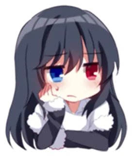 😕 anime girl, chibi, cute, sad, cartoon, manga, kawaii telegram sticker