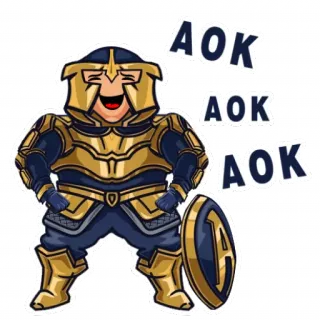 🤣 AOK AOK AOK zbroja, żołnierz, wojownik, szczęśliwy, komiks, wojownik telegram sticker