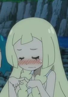 👉 Lillie Pokemon Аниме, Покемон, Лилли, Румянец, Стеснительный whatsapp sticker