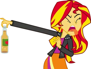 🤢 Sunset Shimmer My Little Pony Sunset Shimmer, マイリトルポニー, カートゥーン, アルコール, アニメ whatsapp sticker