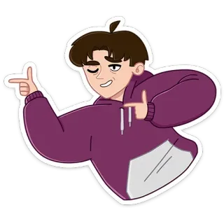 😉 ผู้ชาย, การ์ตูน, เสื้อมีฮู้ด, ชี้, ท่าทาง telegram sticker