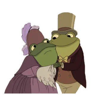 😍 rana, boda, lindo, dibujos animados, sapo, pareja, elegante, sofisticado telegram sticker