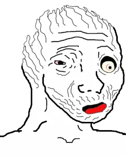 😦 meme, wojak, old, ugly, cartoon telegram sticker
