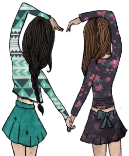 👭 amitié, cœur, filles, amour, amis whatsapp sticker