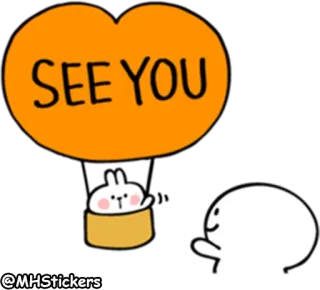 👋 SEE YOU Despedida, Adeus, Coelho, Fofo, Desenho animado whatsapp sticker