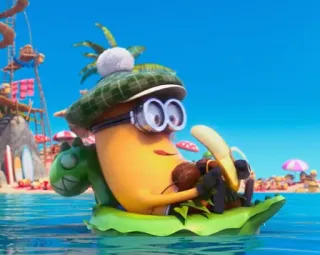 😃 Minion Despicable Me minion, banana, cartoon, beach, summer, animated telegram sticker