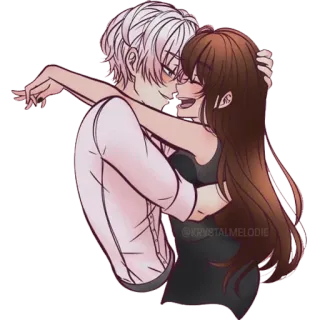❤️ @KRISTALMELODIE abbraccio, coppia, amore, romanticismo, arte telegram sticker