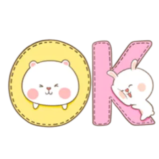 👌 OK bear, rabbit, ok, cute, animal, cartoon, sticker whatsapp sticker