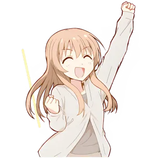 🥳 애니메이션 소녀, 축하, 행복한, 응원, 귀여운, 만화, 팬아트 telegram sticker