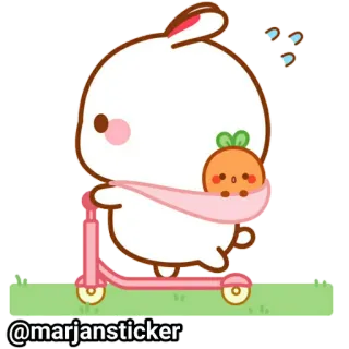 ❤️ @marjansticker кролик, морковь, скутер, милый, каваий, животное, иллюстрация, стикер telegram sticker
