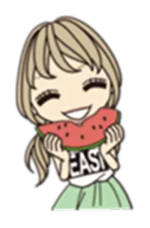 😄 EASI Gadis anime, Semangka, Musim panas, Imut, Kartun, Gambar telegram sticker