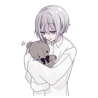 🤗 Anime, Triste, Urso de pelúcia, Fofo, Desenho animado, Mangá whatsapp sticker