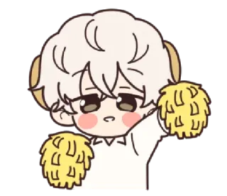 🎉 sheep, cheerleader, pom-poms, cute, kawaii, cartoon, sticker telegram sticker