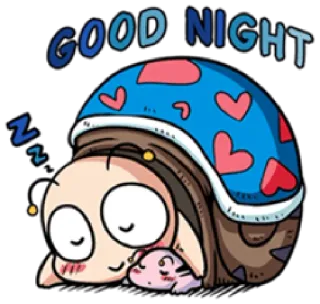 😴 GOOD NIGHT gute Nacht, Schlaf, Schildkröte, Cartoon, Herzen telegram sticker