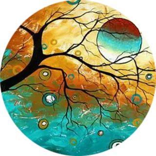 🌳 tree, painting, art, moon, abstract, nature, landscape whatsapp sticker