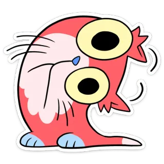 😳 Мультик, Наклейка, Странный, Животное, Розовый, Желтый, Кот, Смешной telegram sticker
