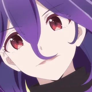 🤩 アニメ, 漫画, 紫髪, 女の子, 笑顔 whatsapp sticker