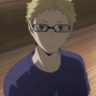 ✨ Tsukishima Kei Haikyuu!! anime, Tsukishima, Haikyuu, character, glasses, volleyball telegram sticker