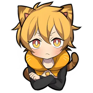 🤔 애니메이션, 고양이, 동물, 만화, 귀여운, 치비 telegram sticker