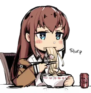 🍜 Slurp anime, noodles, eating, cartoon, food, slurping, kawaii, cute, girl telegram sticker