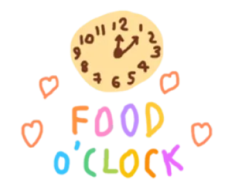 😋 FOOD O'CLOCK Essen, Uhr, Mittagessen, Abendessen, Zeit, Mahlzeit whatsapp sticker